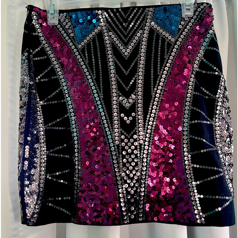 Full multi color sequin mini skirt